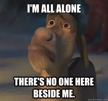 I'm all alone There's no one here beside me. - I'm all alone There's no one here beside me.  Donkey