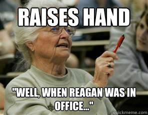 raises hand 