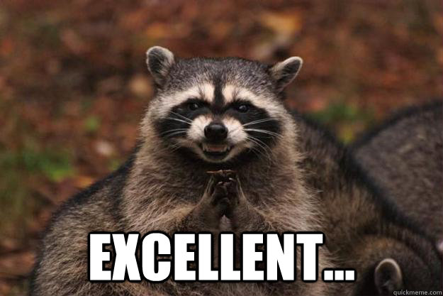 Excellent...  Evil Plotting Raccoon