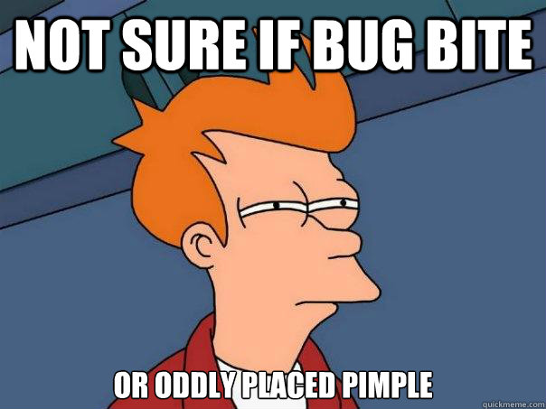 not sure if bug bite or oddly placed pimple  Futurama Fry
