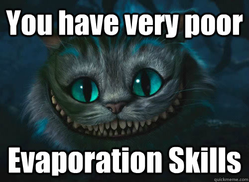 You have very poor Evaporation Skills - You have very poor Evaporation Skills  Entshire Cat