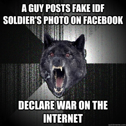 A guy posts fake IDF soldier's photo on Facebook Declare war on the internet  Insanity Wolf