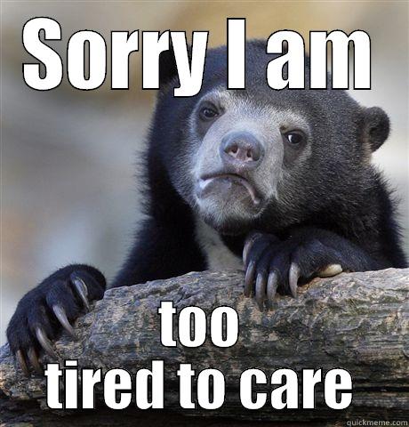 SORRY I AM TOO TIRED TO CARE Confession Bear