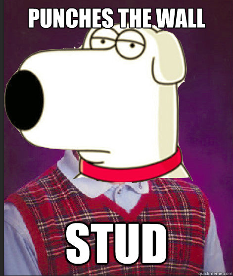 PUNCHES THE WALL STUD  Bad Luck Brian Griffin