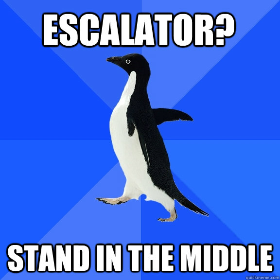 Escalator? stand in the middle  Socially Awkward Penguin