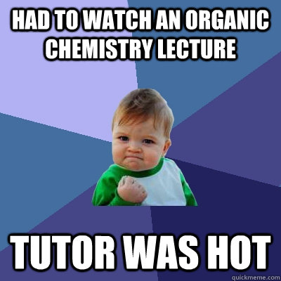 Had to watch an organic chemistry lecture Tutor was hot  Success Kid