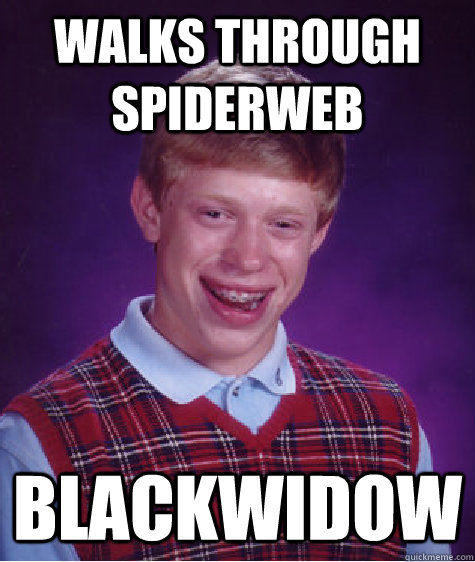 Walks through spiderweb Blackwidow - Walks through spiderweb Blackwidow  Bad Luck Brian