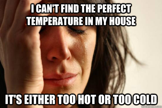 I can't find the perfect temperature In my house It's either too hot or too cold  First World Problems