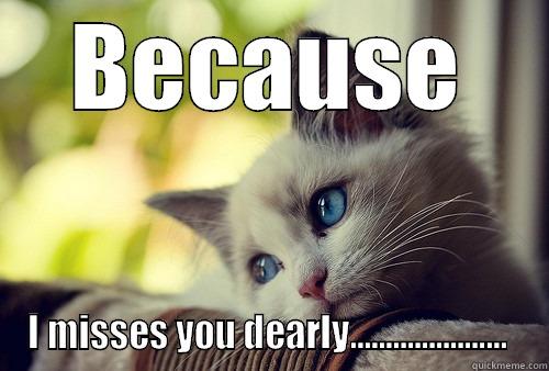 BECAUSE I MISSES YOU DEARLY......................  First World Problems Cat
