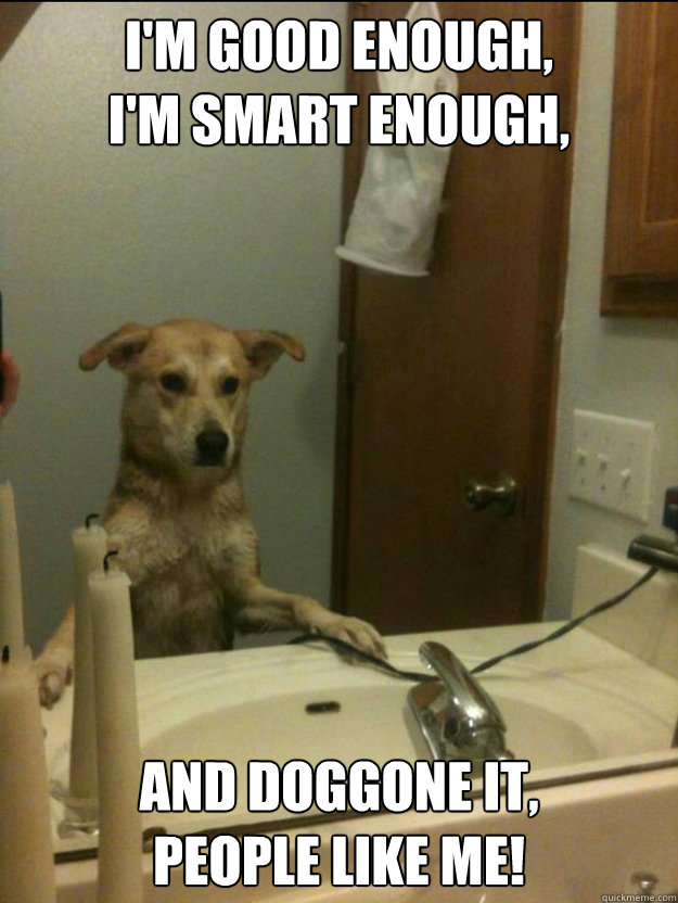 I'm good enough,
I'm smart enough, And doggone it,
people like me! - I'm good enough,
I'm smart enough, And doggone it,
people like me!  Misc