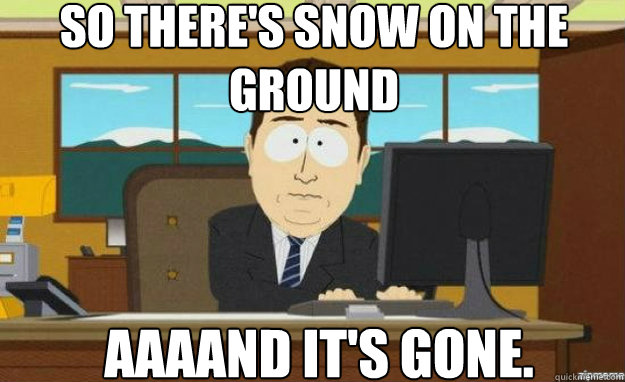 So there's snow on the ground AAAAND IT'S gone.  aaaand its gone