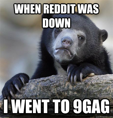 When reddit was down i went to 9gag  Confession Bear
