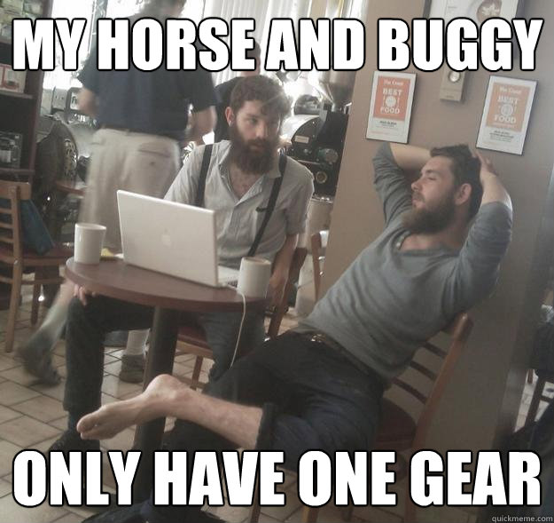 MY horse and buggy only have one gear  Amish Hipsters