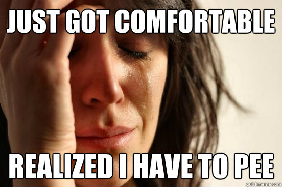 Just got Comfortable realized i have to pee  First World Problems