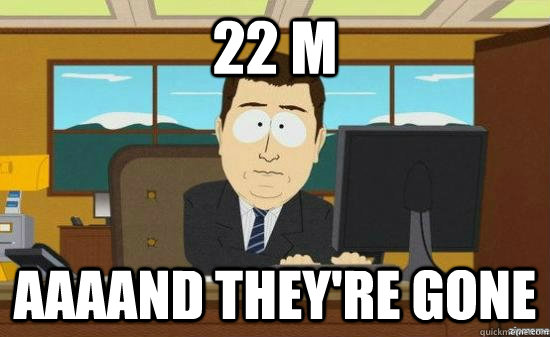 22 m AAAAND They're gone  aaaand its gone