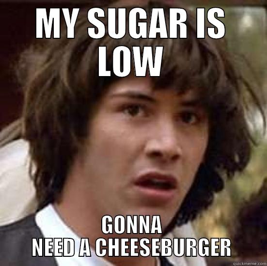 MY SUGAR IS LOW GONNA NEED A CHEESEBURGER conspiracy keanu