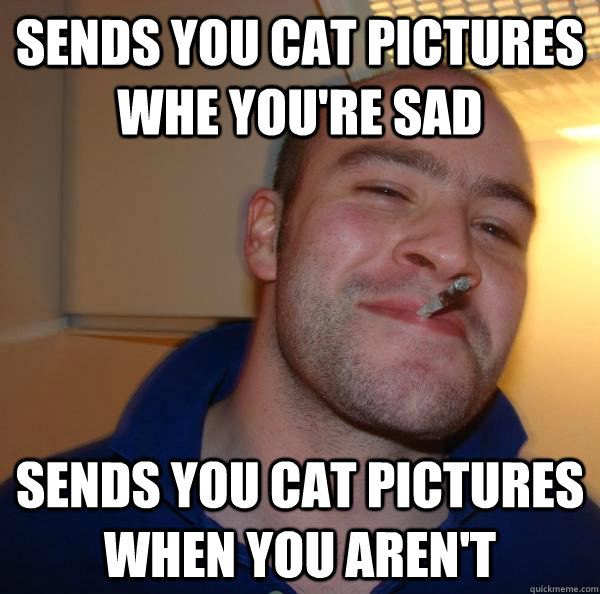 sends you cat pictures whe you're sad sends you cat pictures when you aren't Misc quickmeme