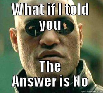 WHAT IF I TOLD YOU THE ANSWER IS NO Matrix Morpheus