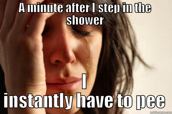 A MINUTE AFTER I STEP IN THE SHOWER I INSTANTLY HAVE TO PEE First World Problems