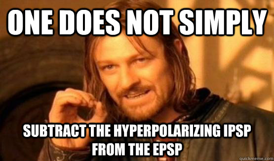 One does not simply subtract the hyperpolarizing IPSP from the EPSP  Boromir