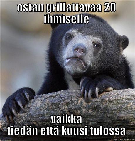 OSTAN GRILLATTAVAA 20 IHMISELLE VAIKKA TIEDÄN ETTÄ KUUSI TULOSSA Confession Bear