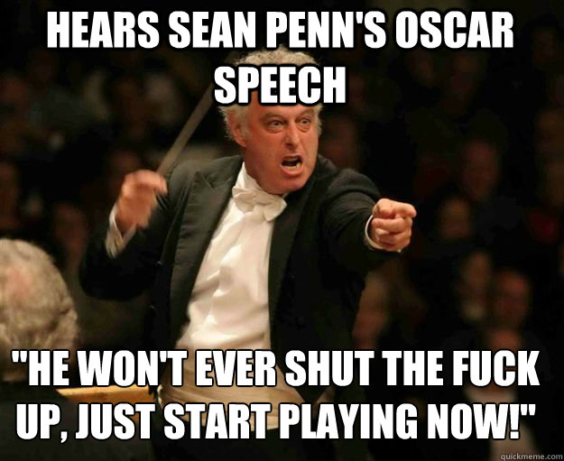 Hears Sean Penn's Oscar Speech 