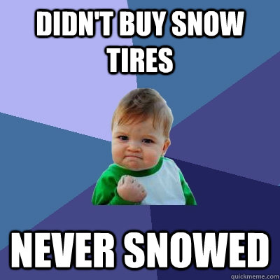 didn't buy snow tires never snowed  - didn't buy snow tires never snowed   Success Kid