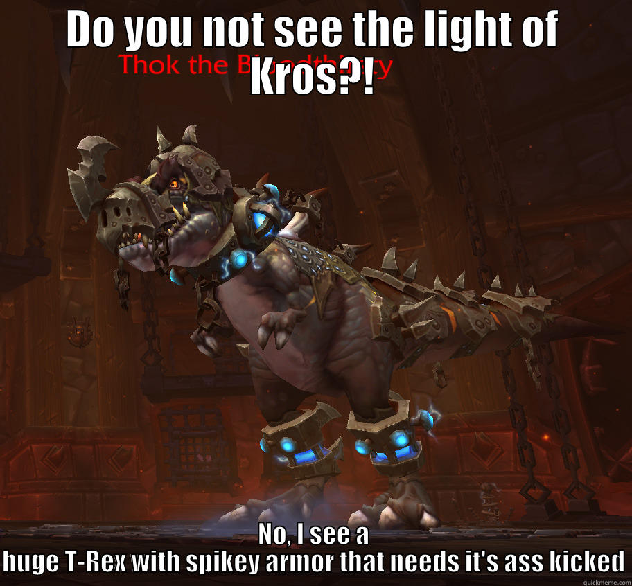 DO YOU NOT SEE THE LIGHT OF KROS?! NO, I SEE A HUGE T-REX WITH SPIKEY ARMOR THAT NEEDS IT'S ASS KICKED Misc