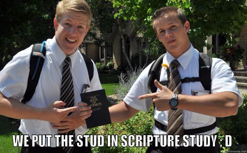                                              WE PUT THE STUD IN SCRIPTURE STUDY ; D Misc
