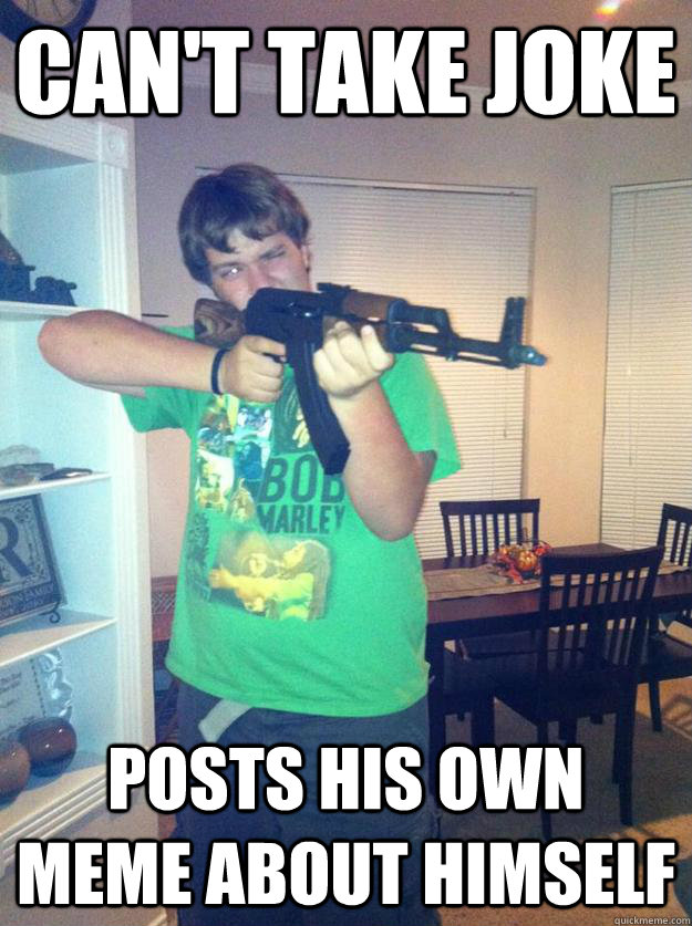 Can't take joke posts his own meme about himself  Chastity Chase