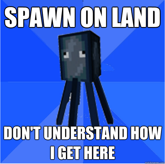 Spawn on land Don't understand how I get here  Socially Awkward Squid