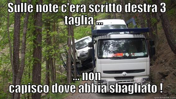 SULLE NOTE C'ERA SCRITTO DESTRA 3 TAGLIA ...    ... NON CAPISCO DOVE ABBIA SBAGLIATO !  Misc