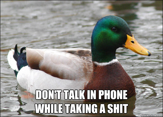  Don't talk in phone
while taking a shit  Actual Advice Mallard