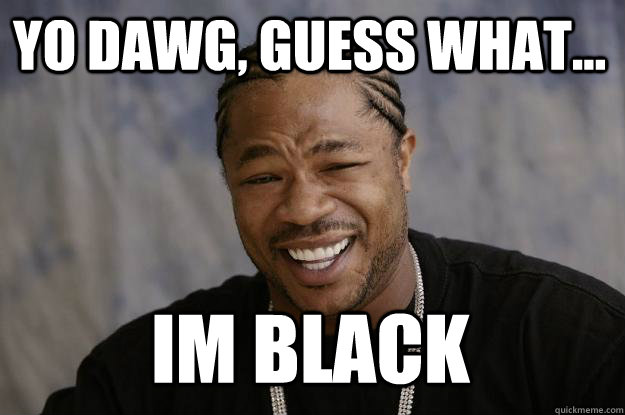 Yo DAWG, guess what... im black - Yo DAWG, guess what... im black  Xzibit meme