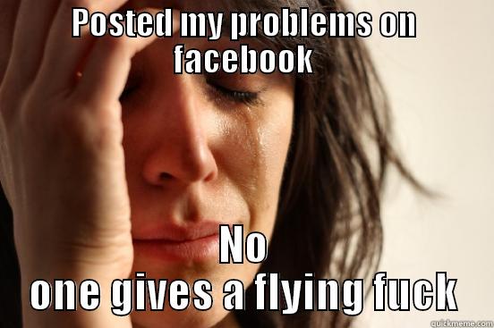 POSTED MY PROBLEMS ON FACEBOOK NO ONE GIVES A FLYING FUCK First World Problems