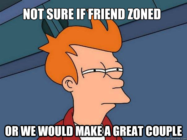 Not sure if friend zoned Or we would make a great couple  Futurama Fry