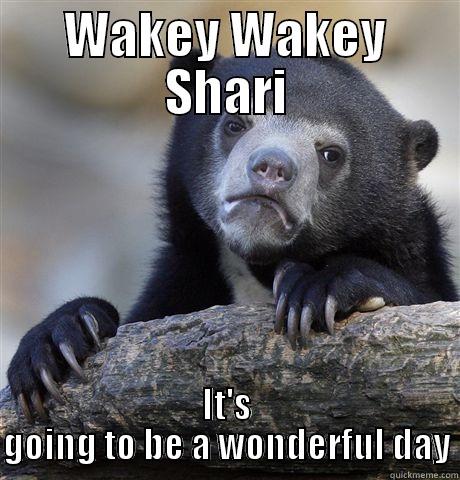 WAKEY WAKEY SHARI IT'S GOING TO BE A WONDERFUL DAY Confession Bear