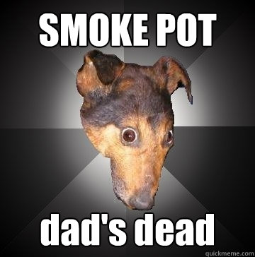 SMOKE POT dad's dead  Depression Dog