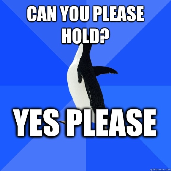 Can you please hold? Yes please    Socially Awkward Penguin