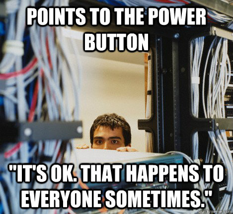 POINTS TO THE POWER BUTTON 