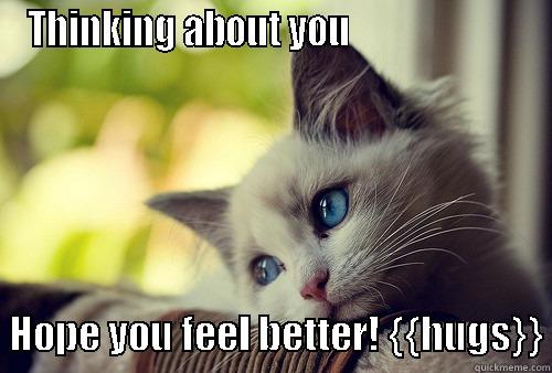 THINKING ABOUT YOU                                                                                                  HOPE YOU FEEL BETTER! {{HUGS}} First World Problems Cat