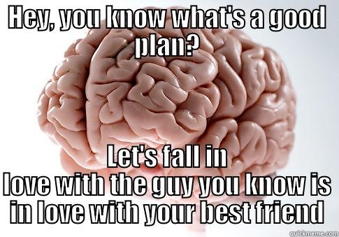 HEY, YOU KNOW WHAT'S A GOOD PLAN? LET'S FALL IN LOVE WITH THE GUY YOU KNOW IS IN LOVE WITH YOUR BEST FRIEND Scumbag Brain