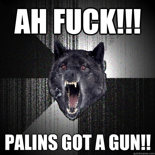 ah fuck!!! palins got a gun!!  Insanity Wolf