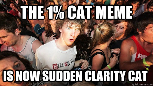 The 1% cat meme Is now sudden clarity cat  Sudden Clarity Clarence