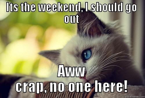 ITS THE WEEKEND, I SHOULD GO OUT AWW CRAP, NO ONE HERE! First World Problems Cat