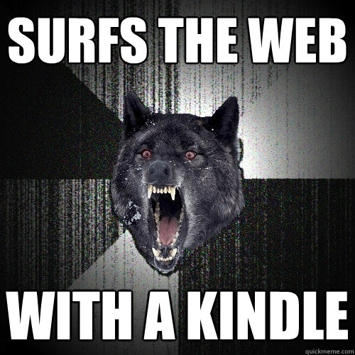 surfs the web with a kindle  Insanity Wolf