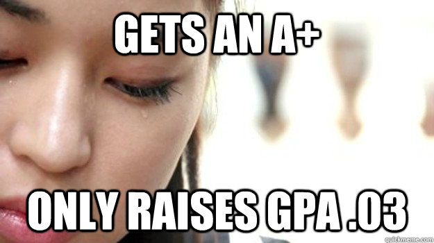 Gets an a+ Only raises gpa .03  Asian Problems