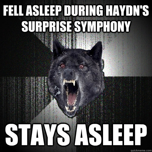 fell asleep during haydn's surprise symphony stays asleep  Insanity Wolf