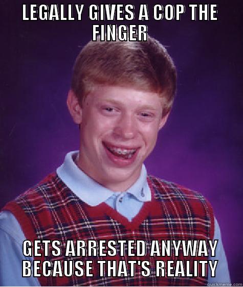 LEGALLY GIVES A COP THE FINGER GETS ARRESTED ANYWAY BECAUSE THAT'S REALITY Bad Luck Brian