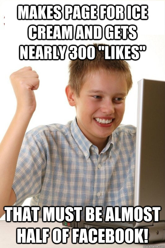 makes page for ice cream and gets nearly 300 